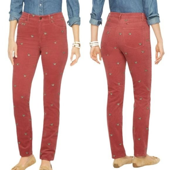Talbots Pants - ❤️Sold Talbots Stretch Corduroy Straight Leg Pant Mallard Embroidered Size 18